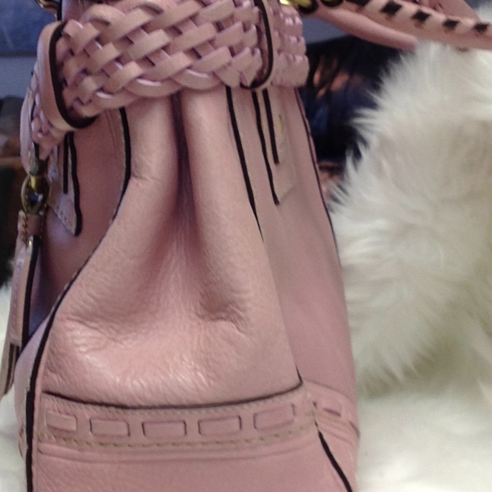 Coach Hampton pink pebbled leather satchel. - Picture 4 of 8